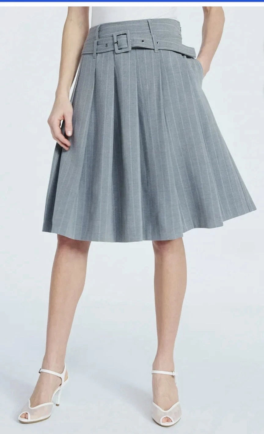 Scoop Women's Pleated Pinstripe Midi Skirt Size 4 NWT